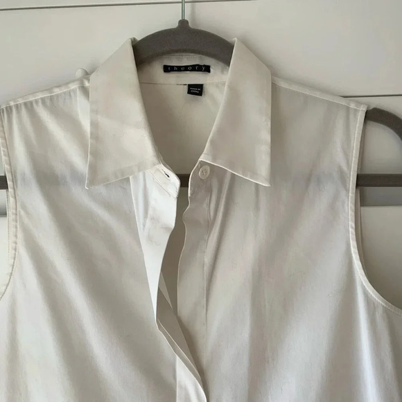 THEORY EUC Black White Colorblock Button Front Top - Picture 3 of 7